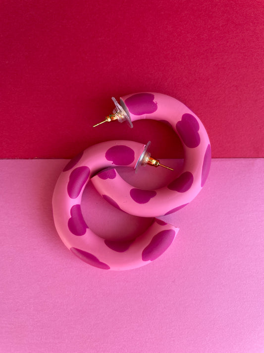 Cow Print Hoops