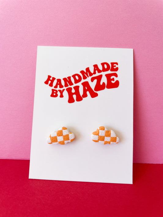 Cloud Studs - Mandarin Check